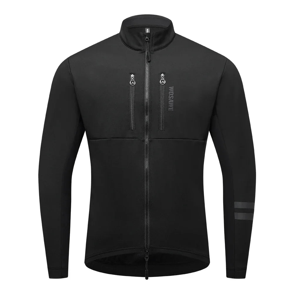 Mune | Men's Cycling Jacket - Windproof Thermal Fleece Jacket with Reflective Details & Multiple Pockets