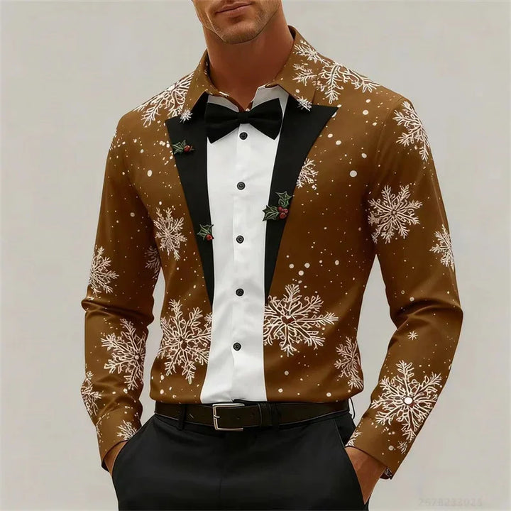 Mune | Men's Shirt - Stylish Look with Snowflakes & Bow Detail