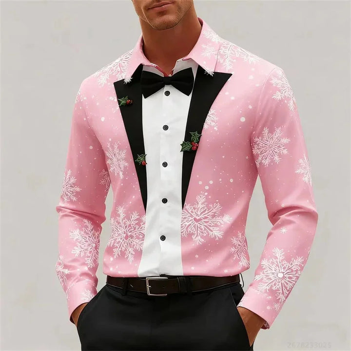 Mune | Men's Shirt - Stylish Look with Snowflakes & Bow Detail