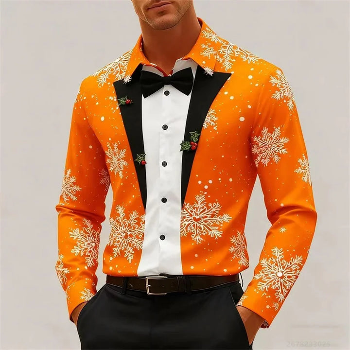 Mune | Men's Shirt - Stylish Look with Snowflakes & Bow Detail