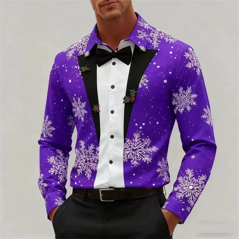 Mune | Men's Shirt - Stylish Look with Snowflakes & Bow Detail