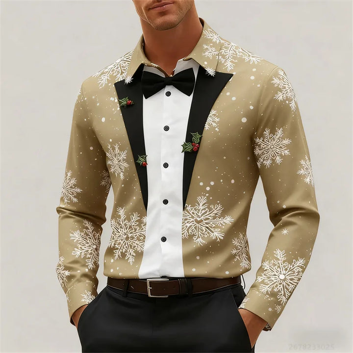 Mune | Men's Shirt - Stylish Look with Snowflakes & Bow Detail