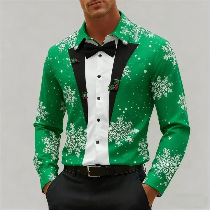 Mune | Men's Shirt - Stylish Look with Snowflakes & Bow Detail