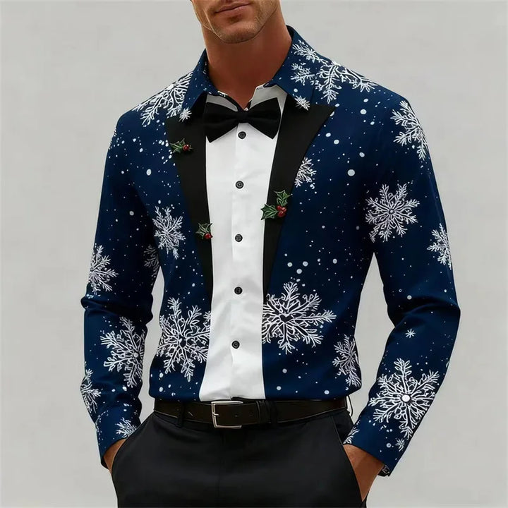 Mune | Men's Shirt - Stylish Look with Snowflakes & Bow Detail