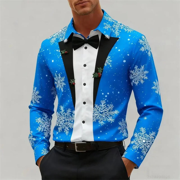 Mune | Men's Shirt - Stylish Look with Snowflakes & Bow Detail