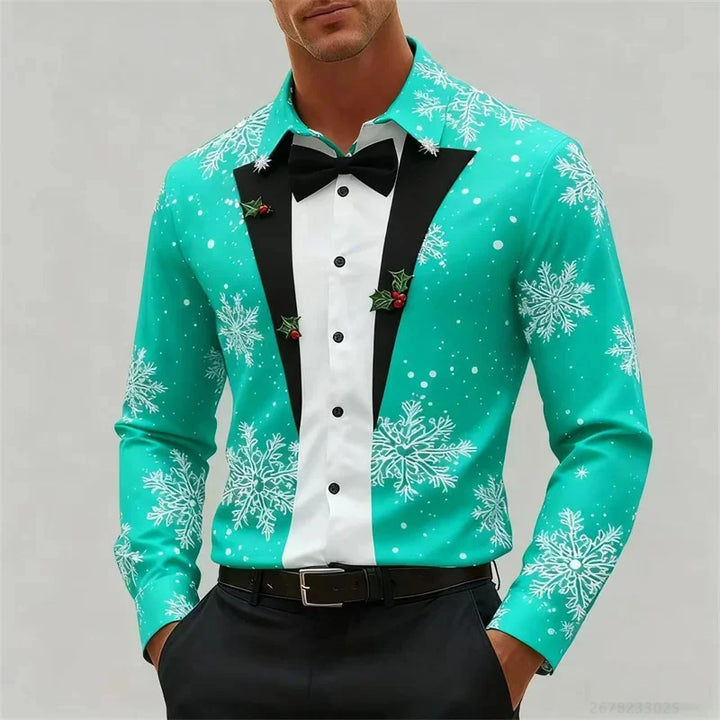 Mune | Men's Shirt - Stylish Look with Snowflakes & Bow Detail