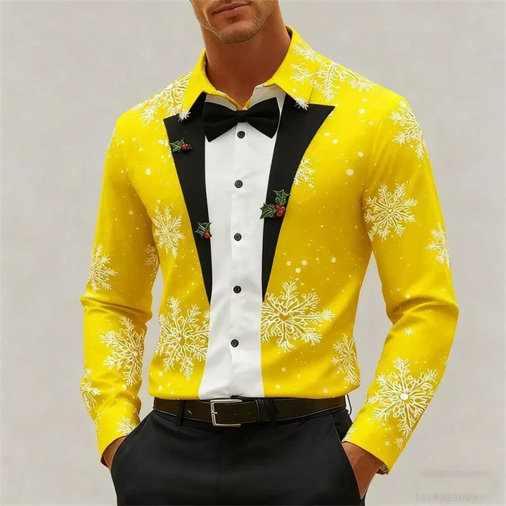 Mune | Men's Shirt - Stylish Look with Snowflakes & Bow Detail