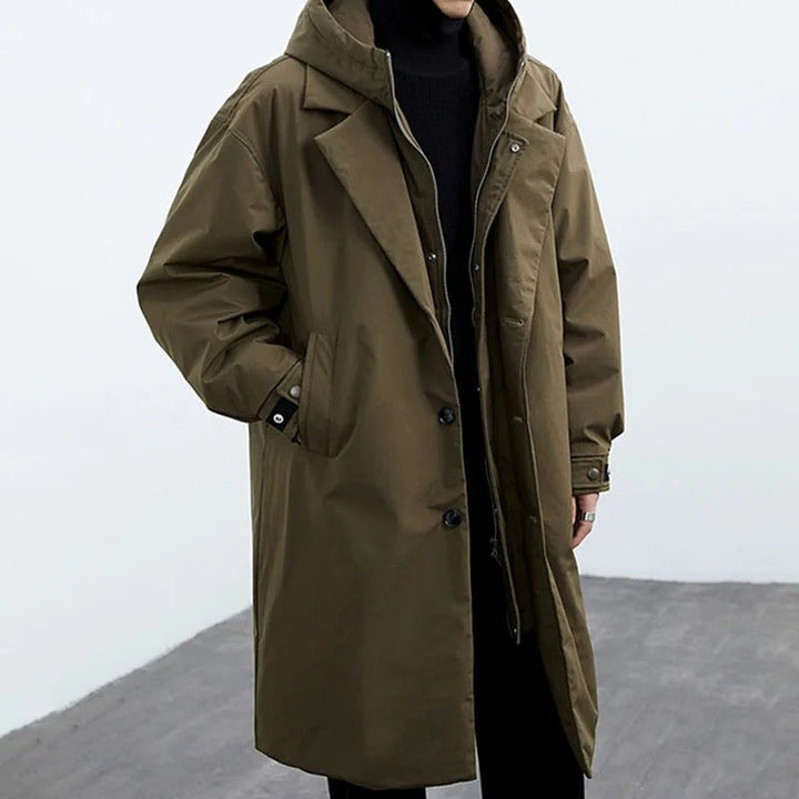 Mune | Puffer Trench Coat with Hood Long Waterproof Jacket