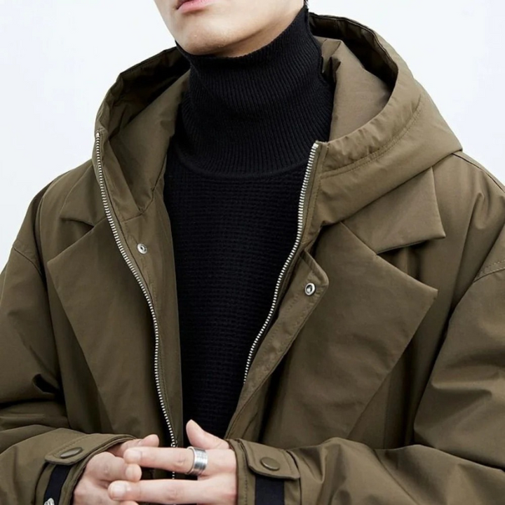 Mune | Puffer Trench Coat with Hood Long Waterproof Jacket