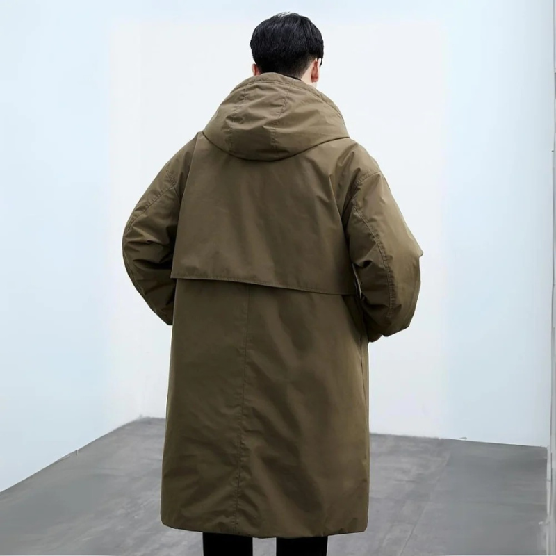 Mune | Puffer Trench Coat with Hood Long Waterproof Jacket