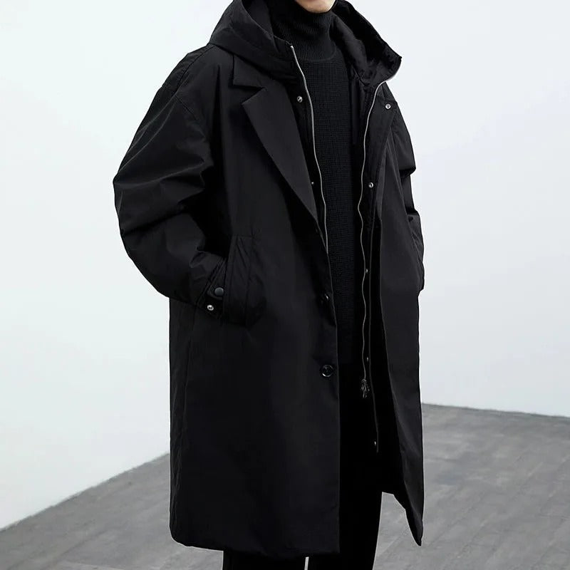 Mune | Puffer Trench Coat with Hood Long Waterproof Jacket