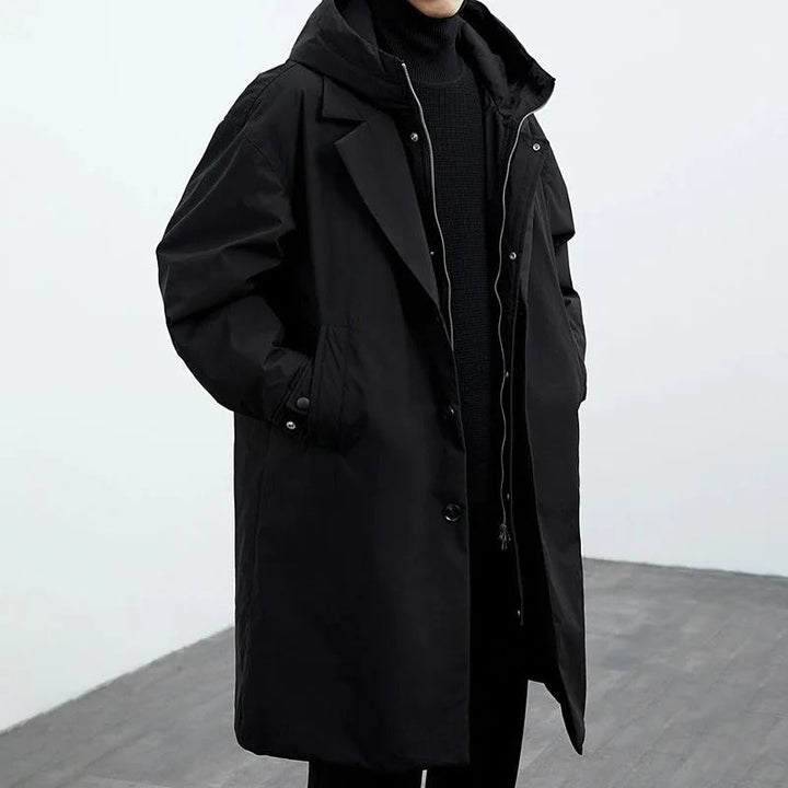 Mune | Puffer Trench Coat with Hood Long Waterproof Jacket