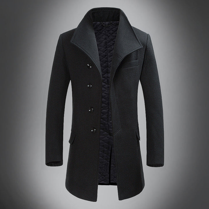 Mune | Wool Coat - Slim Fit Button Closure with Notched Collar