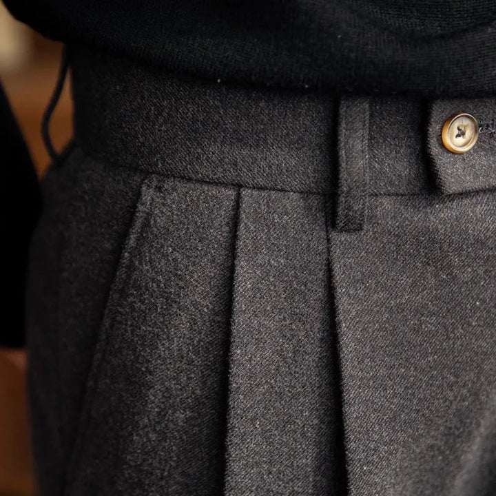 Men’s High Waisted Pleated Straight Trousers