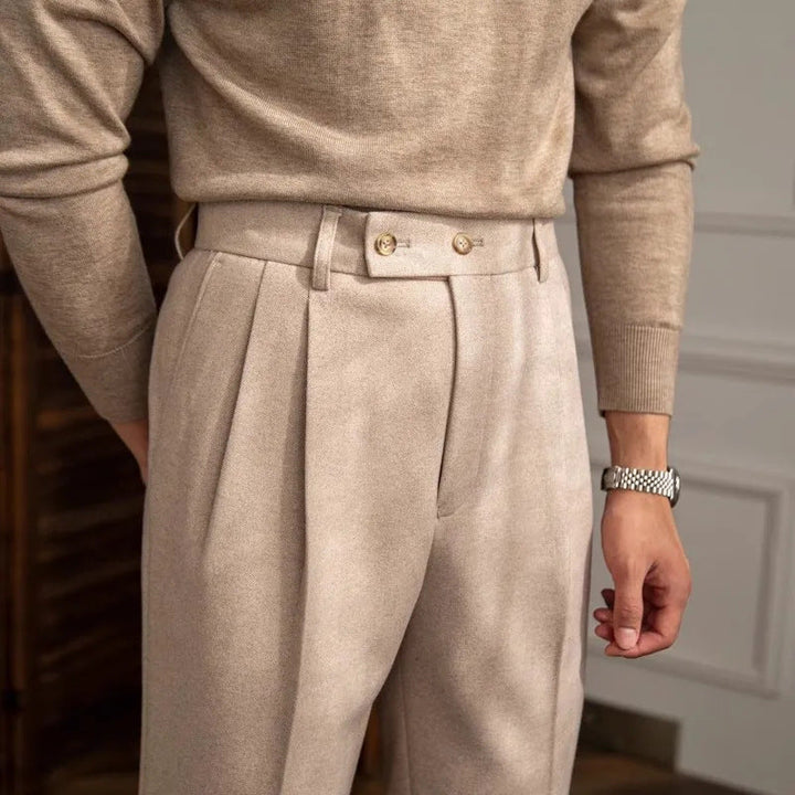 Men’s High Waisted Pleated Straight Trousers
