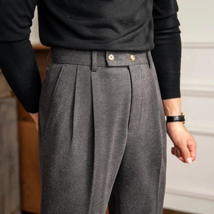 Men’s High Waisted Pleated Straight Trousers