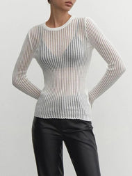 Elegant striped transparent top