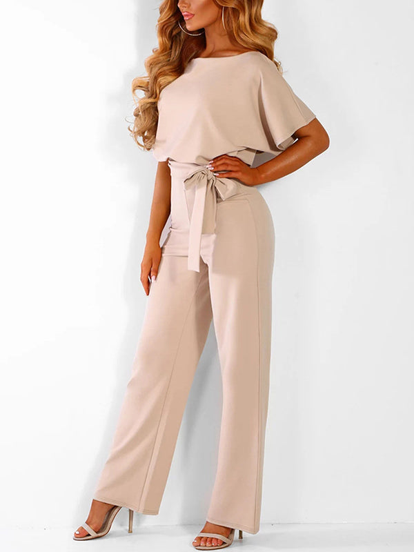 Mune | Longer Overall with Ruffled Belt Short Sleeves Elegant Woman
