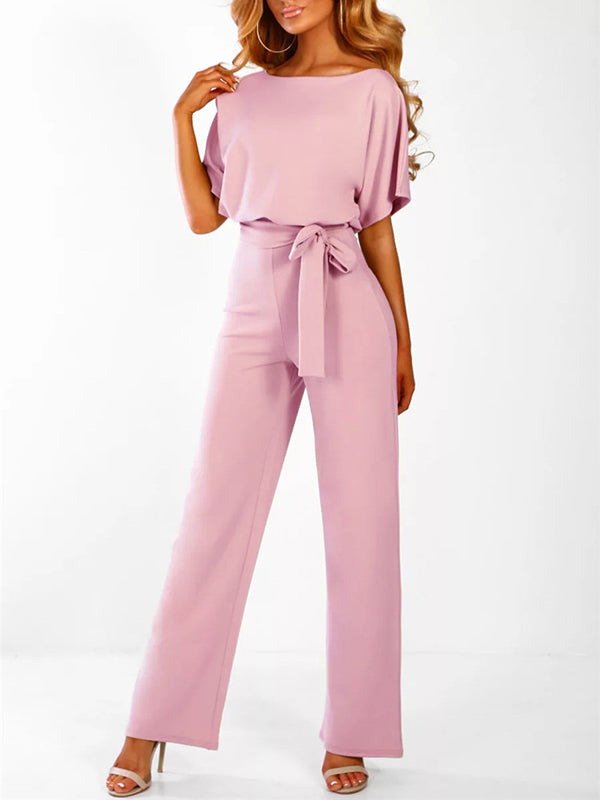 Mune | Longer Overall with Ruffled Belt Short Sleeves Elegant Woman