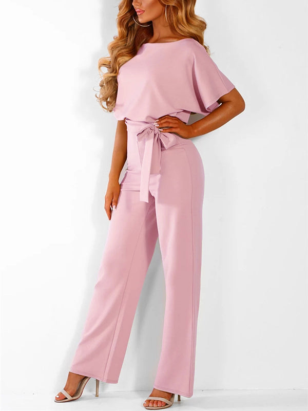 Mune | Longer Overall with Ruffled Belt Short Sleeves Elegant Woman