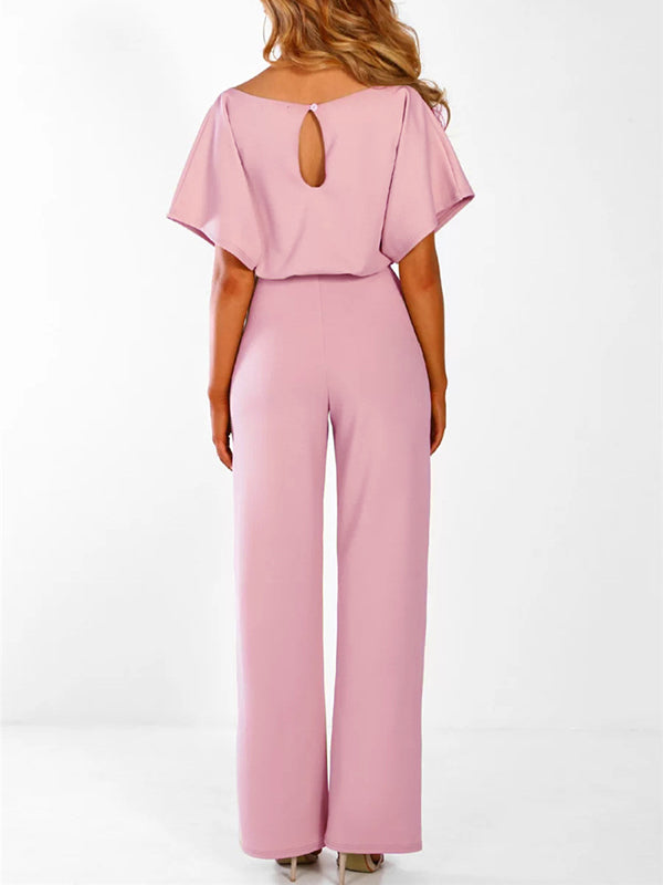 Mune | Longer Overall with Ruffled Belt Short Sleeves Elegant Woman