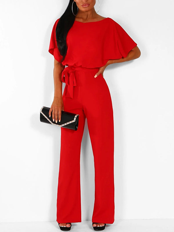 Mune | Longer Overall with Ruffled Belt Short Sleeves Elegant Woman