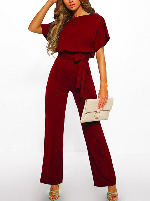 Mune | Longer Overall with Ruffled Belt Short Sleeves Elegant Woman