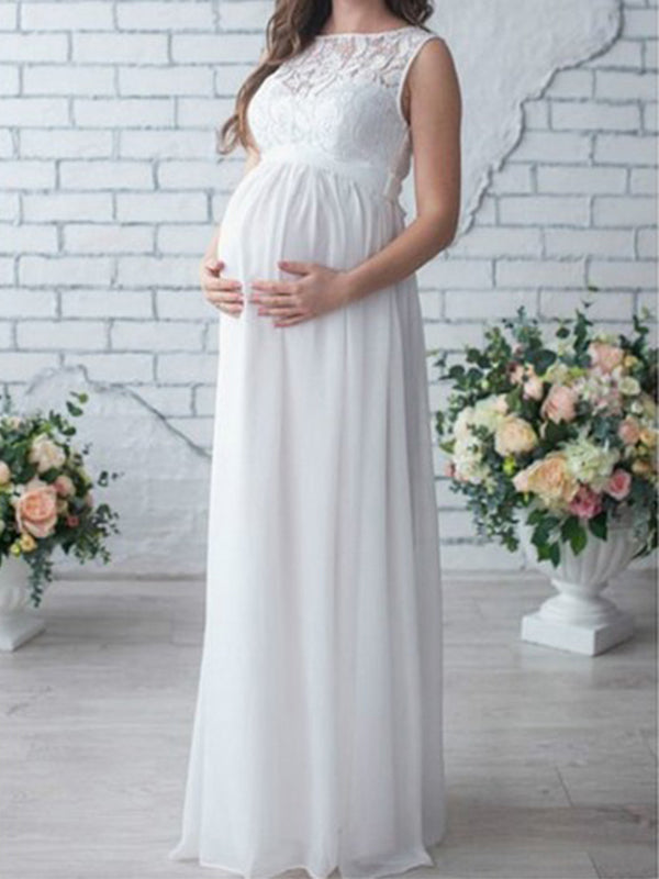 Maternity dress, lace, belt, round neck, sleeveless, for women, elegant, bohemian style, for pregnant women, evening shoot