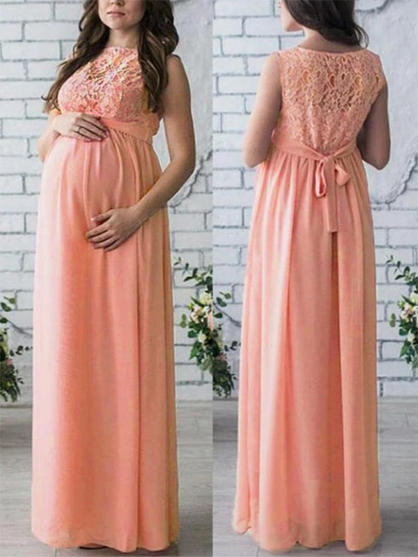 Maternity dress, lace, belt, round neck, sleeveless, for women, elegant, bohemian style, for pregnant women, evening shoot