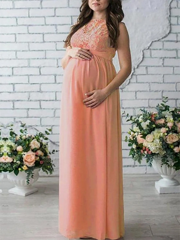 Maternity dress, lace, belt, round neck, sleeveless, for women, elegant, bohemian style, for pregnant women, evening shoot