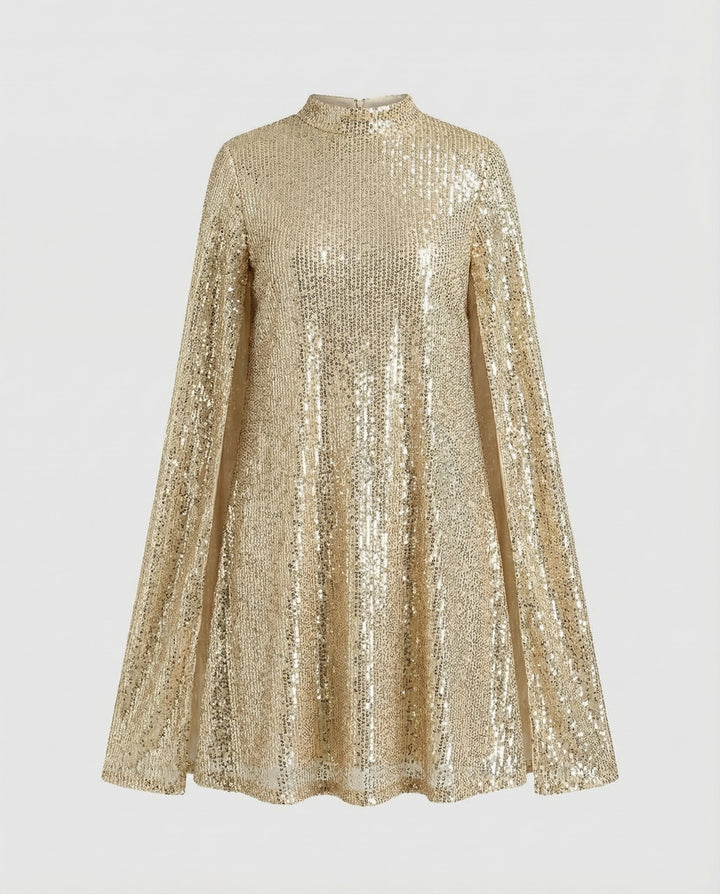 Elegant Cape Sequin Dress