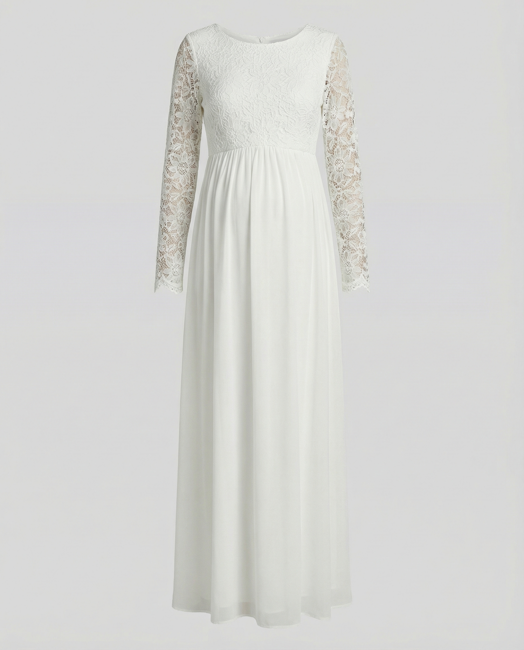 Maternity dress, cutouts, lace, chiffon, round neckline, long sleeves, for women, elegant, for the evening, prom, pregnant