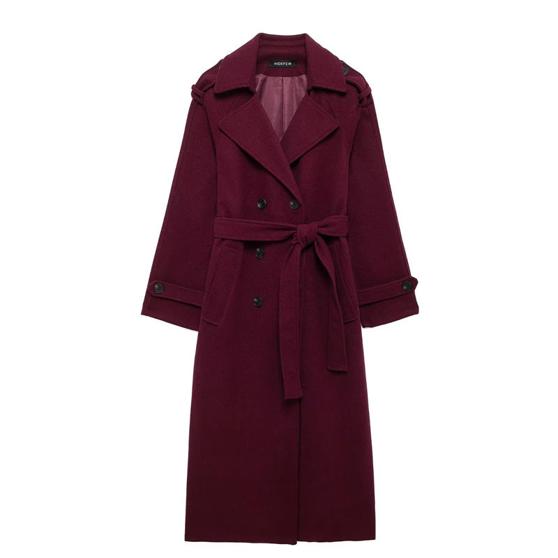 Mune | Women's Long Winter Coat with Belt and Double Button Closure