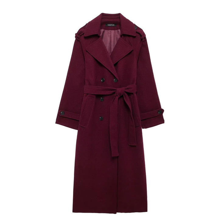 Mune | Women's Long Winter Coat with Belt and Double Button Closure