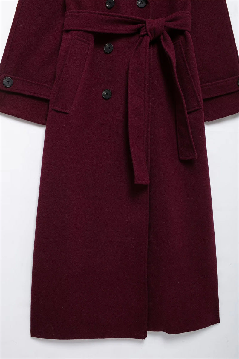 Mune | Women's Long Winter Coat with Belt and Double Button Closure