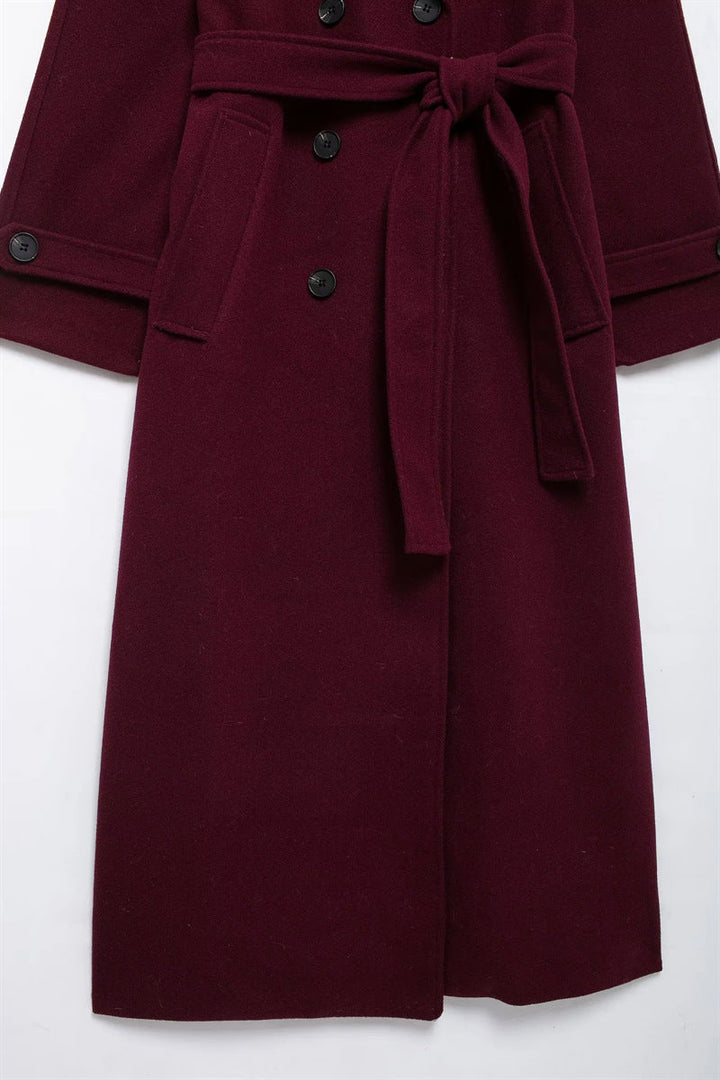 Mune | Women's Long Winter Coat with Belt and Double Button Closure