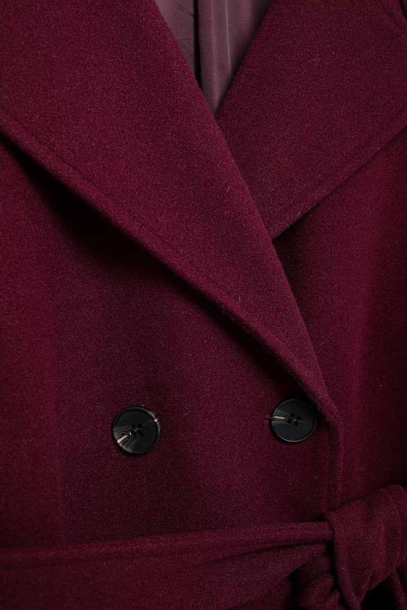 Mune | Women's Long Winter Coat with Belt and Double Button Closure