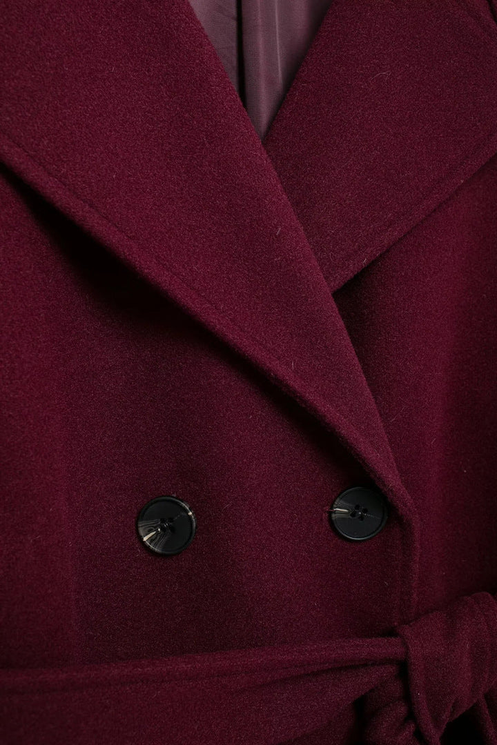 Mune | Women's Long Winter Coat with Belt and Double Button Closure