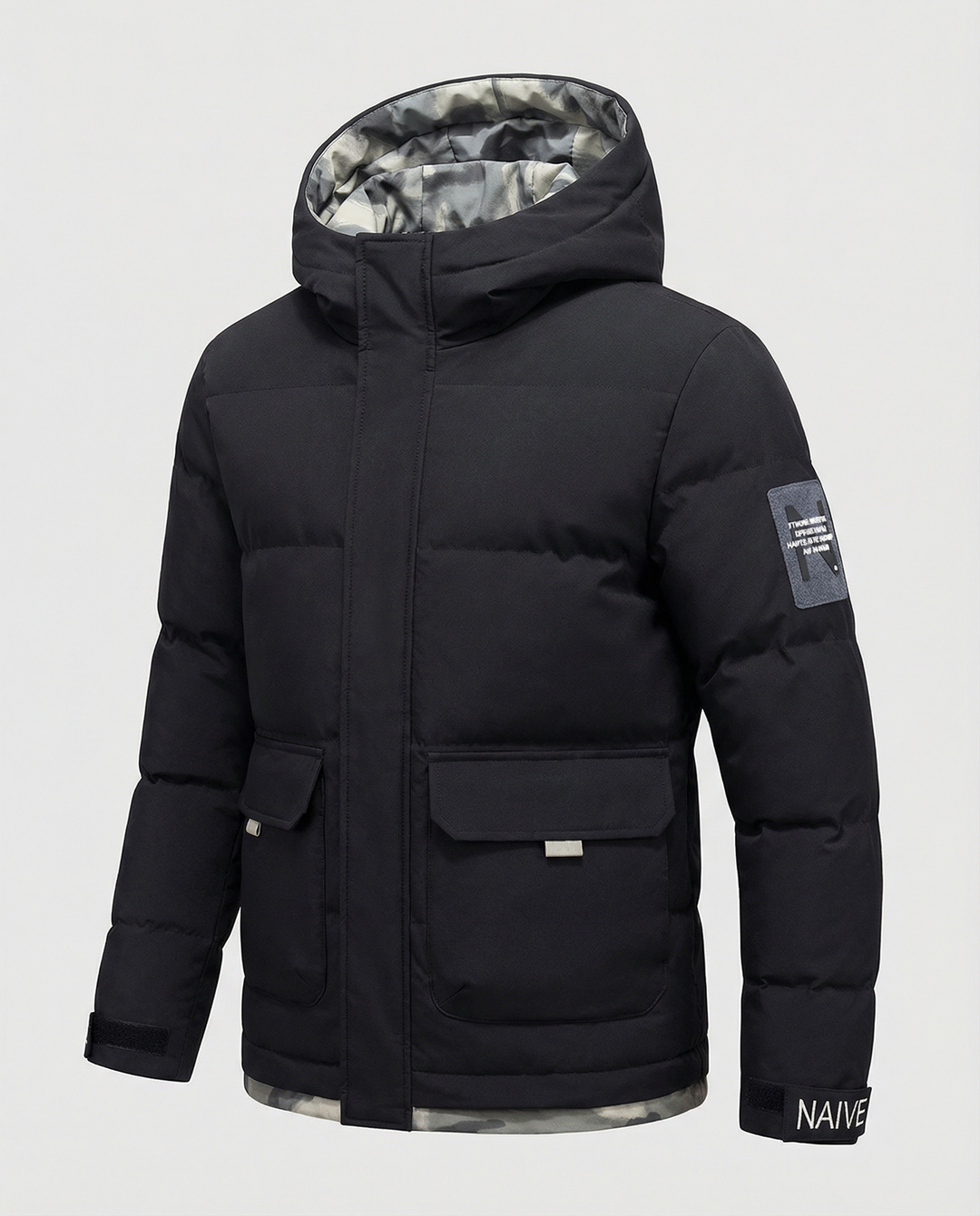 Warm women's winter jacket hood