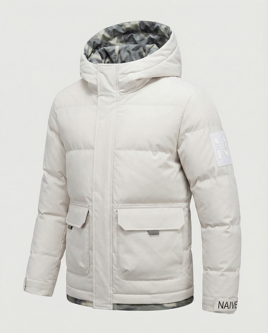 Warm women's winter jacket hood