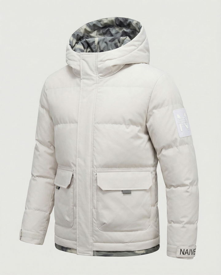 Warm women's winter jacket hood