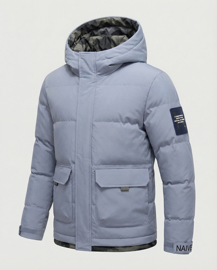 Warm women's winter jacket hood