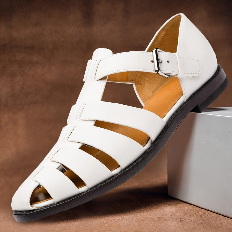 Mune Fashion | Leather Sandals with Adjustable Buckle for Men