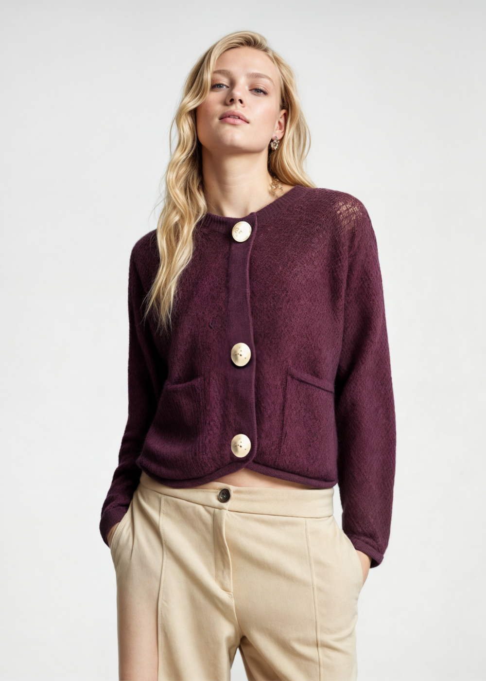 Mune | Women's Cardigan with Buttons and Soft Texture