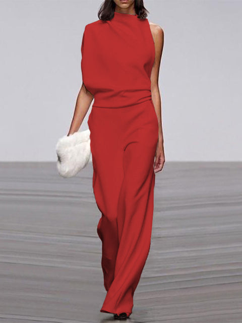 Elegant jumpsuit with round neckline for everyday & special occasions | Mune Fashion