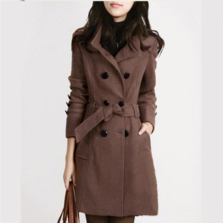 Mune | Women's Classic Trench Coat with Belt and Double Button Row