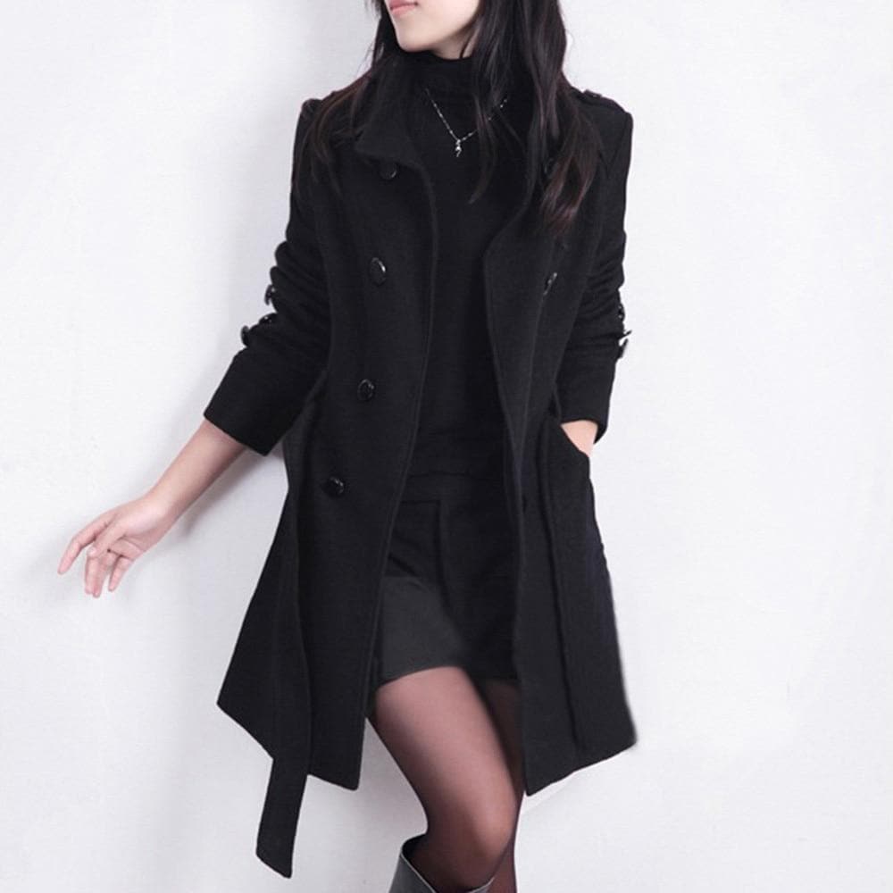 Mune | Women's Classic Trench Coat with Belt and Double Button Row