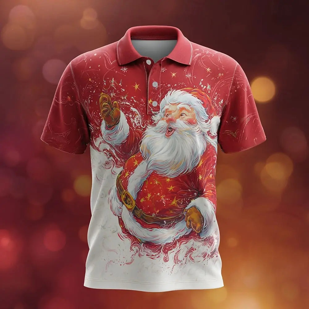 Mune | Santa Polo for Men - Comfortable & Eye-Catching Shirt with Christmas Print