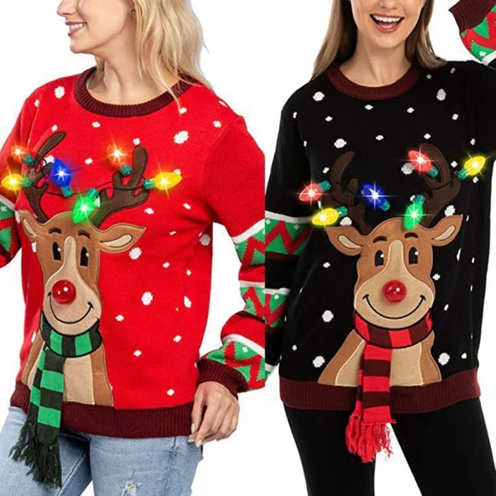 Mune | Christmas sweater with LED lighting - Warm & Stylish women's sweater with reindeer pattern