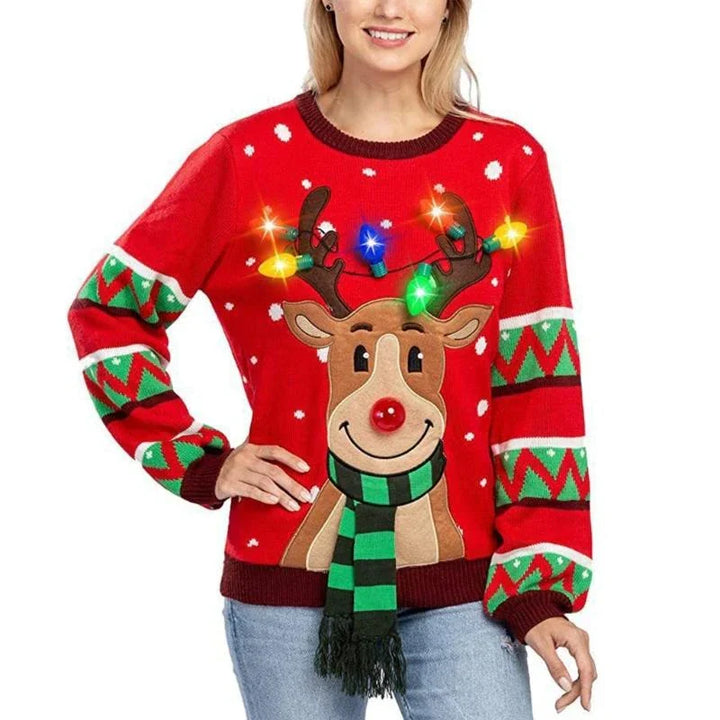 Mune | Christmas sweater with LED lighting - Warm & Stylish women's sweater with reindeer pattern